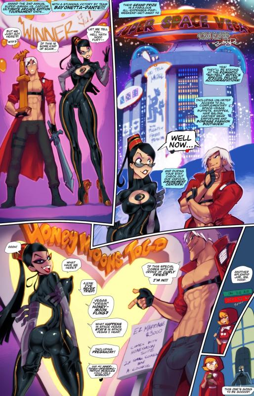 Adult Comics -  Fred Perry - Bayonetta and Dante in Super Space Vegas