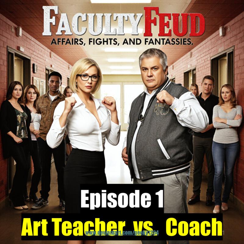 AI Porn Comics -  GeekyCheekyPixels - Faculty Feud: Art Teacher vs. Wrestling Coach